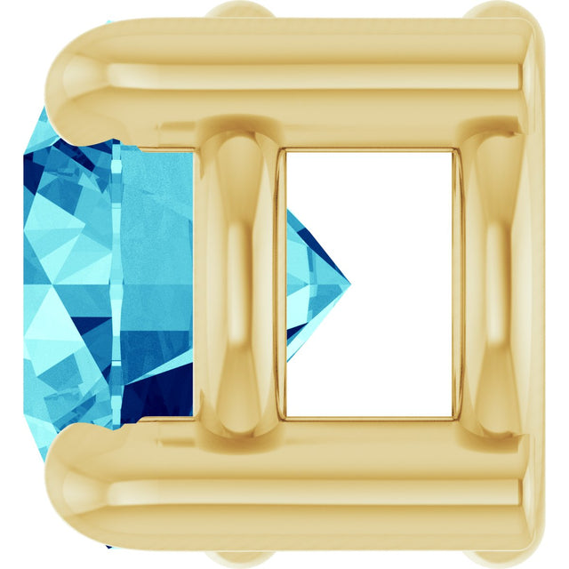 14K Gold Round Natural Blue Zircon Solitaire Slide Necklace or Pendant - Yellow Gold - view 3