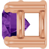 14K Gold Round Natural Amethyst Solitaire Slide Necklace or Pendant - Rose Gold - view 3