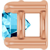 14K Gold Round Natural Aquamarine Solitaire Slide Necklace or Pendant - Rose Gold - view 3
