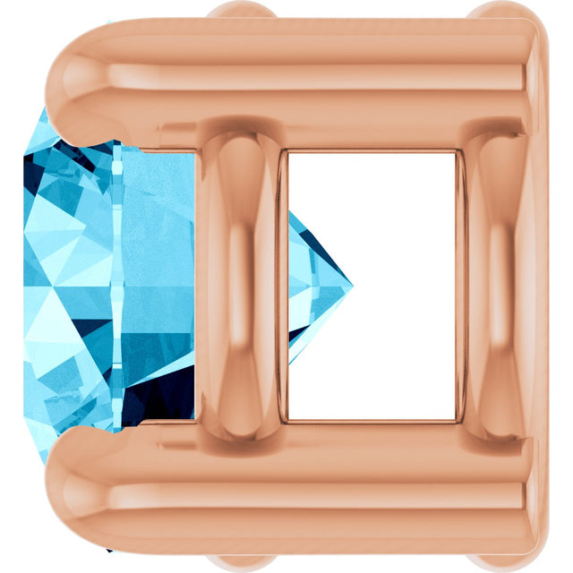 14K Gold Round Natural Aquamarine Solitaire Slide Necklace or Pendant - Rose Gold - view 3