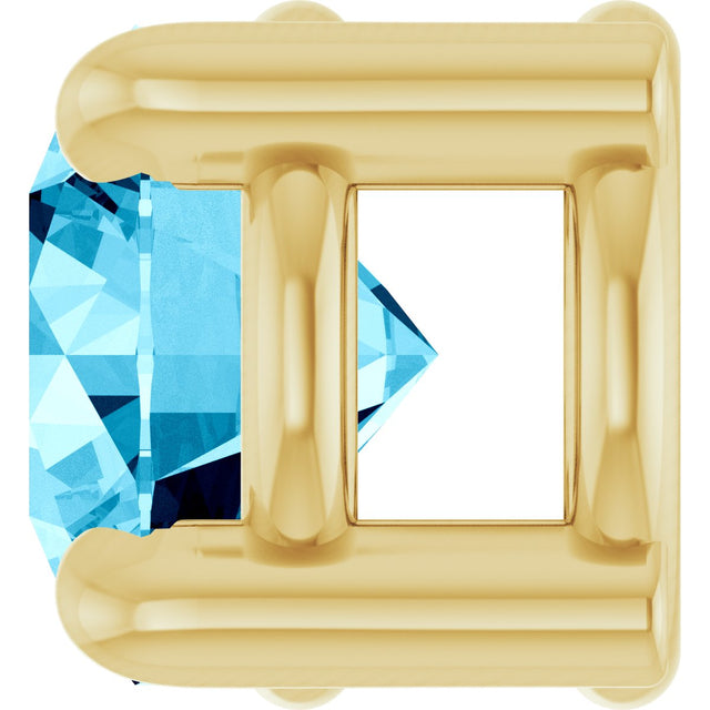 14K Gold Round Natural Aquamarine Solitaire Slide Necklace or Pendant - Yellow Gold - view 3
