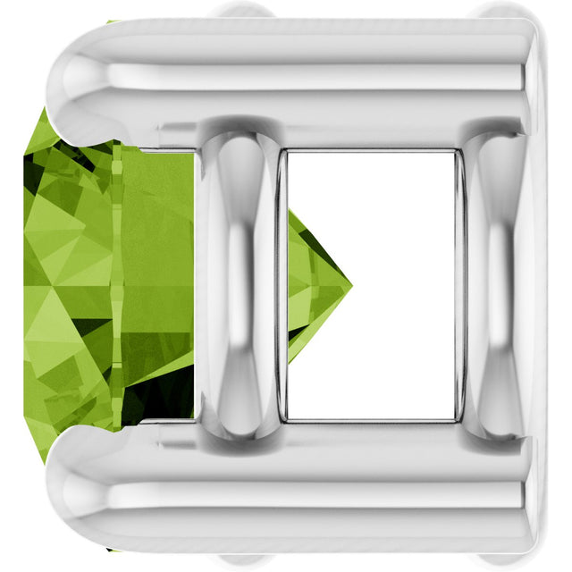 14K Gold Round Natural Peridot Solitaire Slide Necklace or Pendant - White Gold - view 3