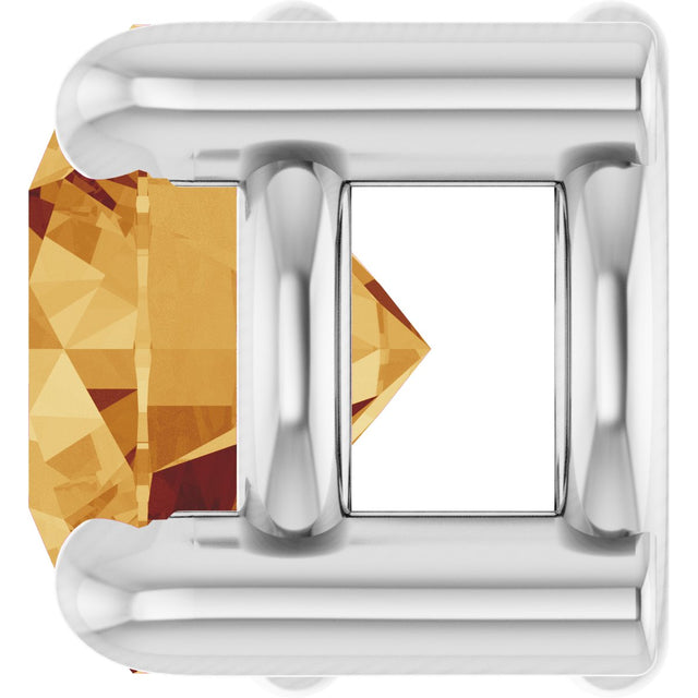 Platinum Round Natural Citrine Solitaire Slide Necklace or Pendant - view 3
