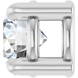 14K Gold Round Natural White Sapphire Solitaire Slide Necklace or Pendant - White Gold - view 3