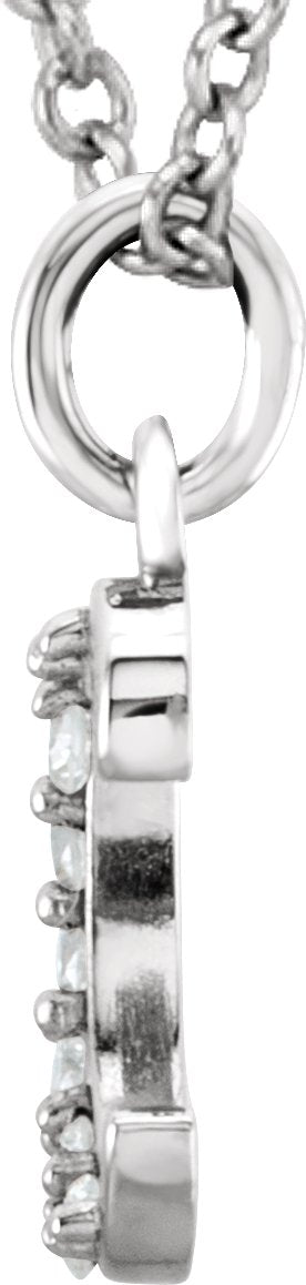 14K Gold Round Natural Diamond Initial Necklace or Pendant – up to 0.025 CTW - White Gold - view 2