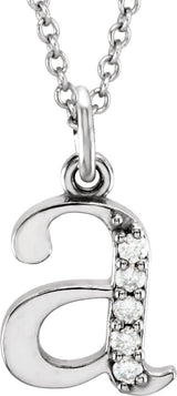 14K Gold Round Natural Diamond Initial Necklace or Pendant – up to 0.025 CTW - Rose Gold - view 4