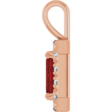 14K Gold Emerald Natural Mozambique Garnet Halo-Style Necklace or Pendant - Rose Gold - view 3