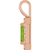 14K Gold Emerald Natural Peridot Halo-Style Necklace or Pendant - Rose Gold - view 3