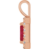 14K Gold Emerald Natural Ruby Halo-Style Necklace or Pendant - Rose Gold - view 3
