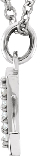 14K Gold Round Natural Diamond Initial Necklace or Pendant – up to 0.025 CTW - White Gold - view 2