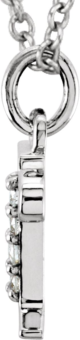 14K Gold Round Natural Diamond Initial Necklace or Pendant – up to 0.025 CTW - White Gold - view 2