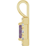 14K Gold Emerald Lab-Grown Alexandrite Halo-Style Necklace or Pendant - Yellow Gold - view 3