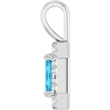 Platinum Emerald Natural Blue Zircon Halo-Style Necklace or Pendant - view 3