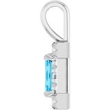 Platinum Emerald Natural Aquamarine Halo-Style Necklace or Pendant - view 3