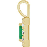 14K Gold Emerald Lab-Grown Emerald Halo-Style Necklace or Pendant - Yellow Gold - view 3