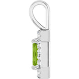 Platinum Emerald Natural Peridot Halo-Style Necklace or Pendant - view 3