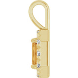 14K Gold Emerald Natural Citrine Halo-Style Necklace or Pendant - Yellow Gold - view 3
