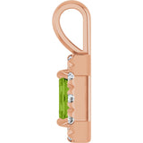 14K Gold Emerald Natural Peridot Halo-Style Necklace or Pendant - Rose Gold - view 3