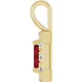 14K Gold Emerald Natural Mozambique Garnet Halo-Style Necklace or Pendant - Yellow Gold - view 3