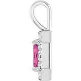 Platinum Emerald Natural Pink Tourmaline Halo-Style Necklace or Pendant - view 3