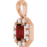14K Gold Emerald Natural Mozambique Garnet Halo-Style Necklace or Pendant - Rose Gold - view 2