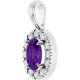 14K Gold Emerald Natural Amethyst Halo-Style Necklace or Pendant - White Gold - view 2