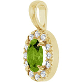 14K Gold Emerald Natural Peridot Halo-Style Necklace or Pendant - Yellow Gold - view 2