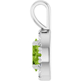 14K Gold Emerald Natural Peridot Halo-Style Necklace or Pendant - White Gold - view 3