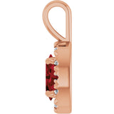 14K Gold Emerald Natural Mozambique Garnet Halo-Style Necklace or Pendant - Rose Gold - view 3