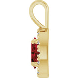 14K Gold Emerald Natural Mozambique Garnet Halo-Style Necklace or Pendant - Yellow Gold - view 3
