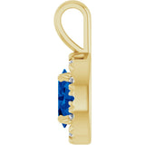 14K Gold Emerald Natural Blue Sapphire Halo-Style Necklace or Pendant - Yellow Gold - view 3
