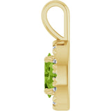 14K Gold Emerald Natural Peridot Halo-Style Necklace or Pendant - Yellow Gold - view 3