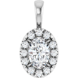 Platinum Emerald Natural White Sapphire Halo-Style Necklace or Pendant