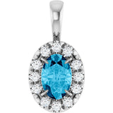 Platinum Emerald Natural Aquamarine Halo-Style Necklace or Pendant