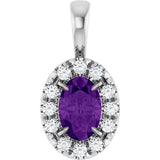 Platinum Emerald Natural Amethyst Halo-Style Necklace or Pendant