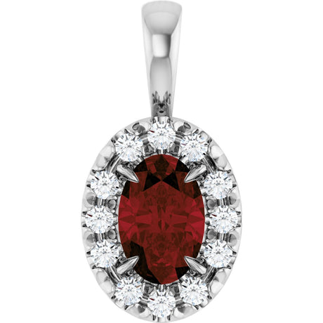 Platinum Emerald Natural Mozambique Garnet Halo-Style Necklace or Pendant