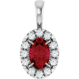 Platinum Emerald Natural Ruby Halo-Style Necklace or Pendant