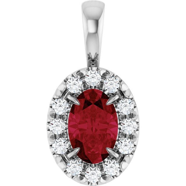 Platinum Emerald Natural Ruby Halo-Style Necklace or Pendant