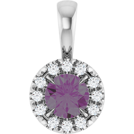 Platinum Emerald Lab-Grown Alexandrite Halo-Style Necklace or Pendant