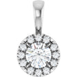 Platinum Round Natural Diamond Halo-Style Necklace or Pendant – up to 1/8 CTW