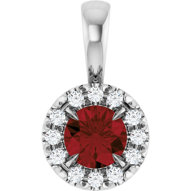 Platinum Emerald Natural Mozambique Garnet Halo-Style Necklace or Pendant