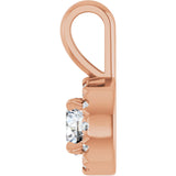 14K Gold Emerald Natural White Sapphire Halo-Style Necklace or Pendant - Rose Gold - view 3