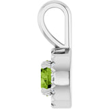 14K Gold Emerald Natural Peridot Halo-Style Necklace or Pendant - White Gold - view 3