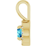 14K Gold Emerald Natural Blue Zircon Halo-Style Necklace or Pendant - Yellow Gold - view 3