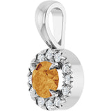 Platinum Emerald Natural Citrine Halo-Style Necklace or Pendant - view 2