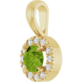 14K Gold Emerald Natural Peridot Halo-Style Necklace or Pendant - Yellow Gold - view 2