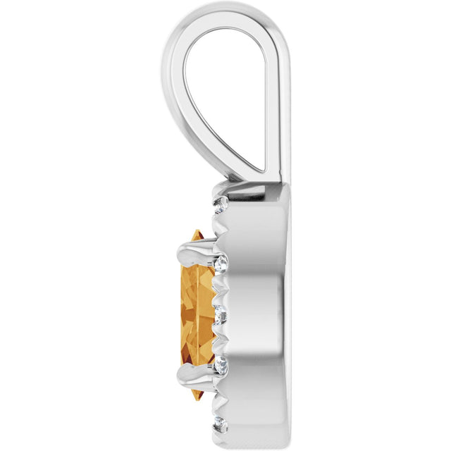 Platinum Emerald Natural Citrine Halo-Style Necklace or Pendant - view 3