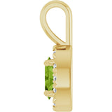 14K Gold Emerald Natural Peridot Halo-Style Necklace or Pendant - Yellow Gold - view 3