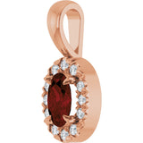 14K Gold Emerald Natural Mozambique Garnet Halo-Style Necklace or Pendant - Rose Gold - view 2