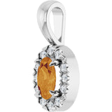Platinum Emerald Natural Citrine Halo-Style Necklace or Pendant - view 2